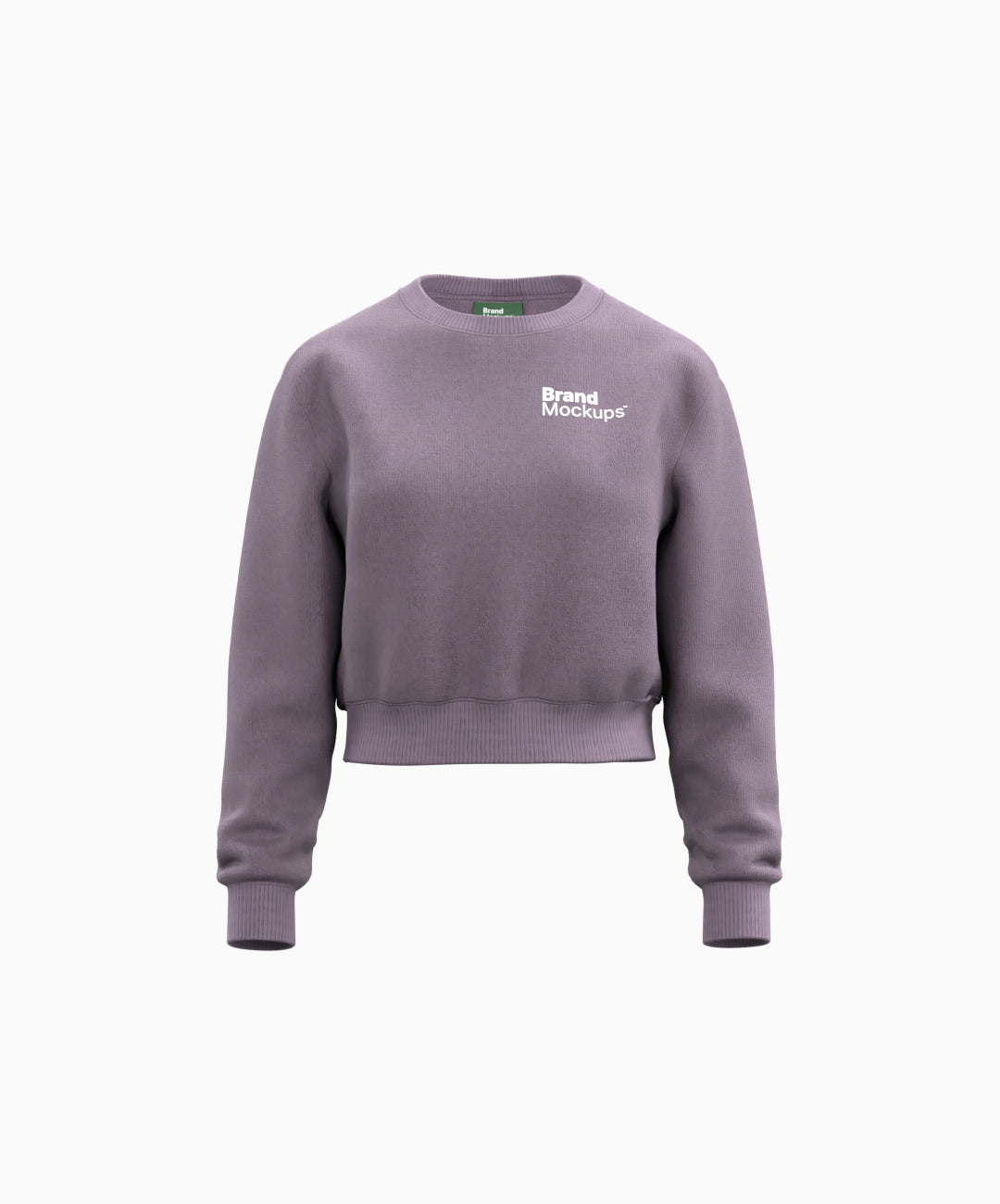 Purple sweatshirt with brand mockup on a white background