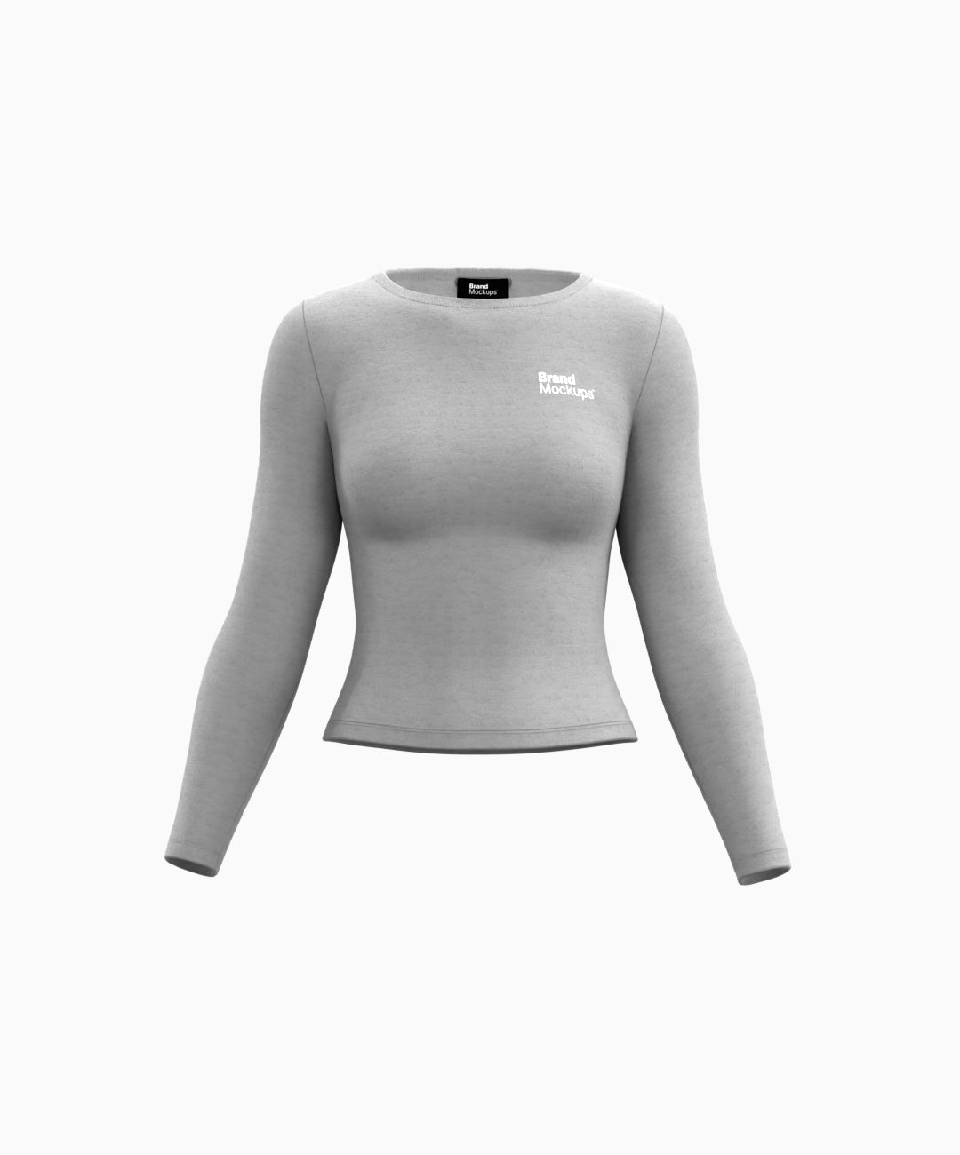 Gray long-sleeve top with a brand logo on a white background