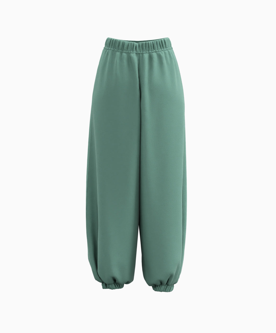 Green sweatpants on a white background
