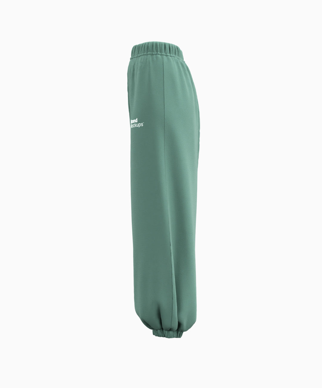 Green sweatpants with a brand logo on a white background