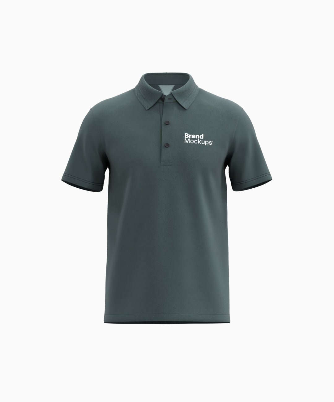 Green polo shirt with brand mockup on a white background