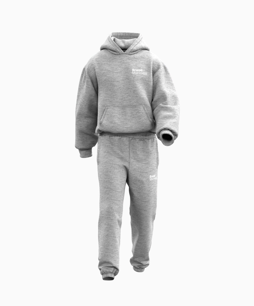 Gray hoodie and jogger set on a white background