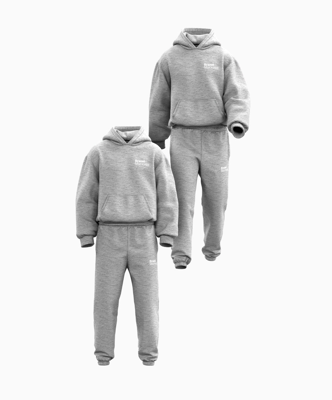 Gray hoodie and pants set on a white background