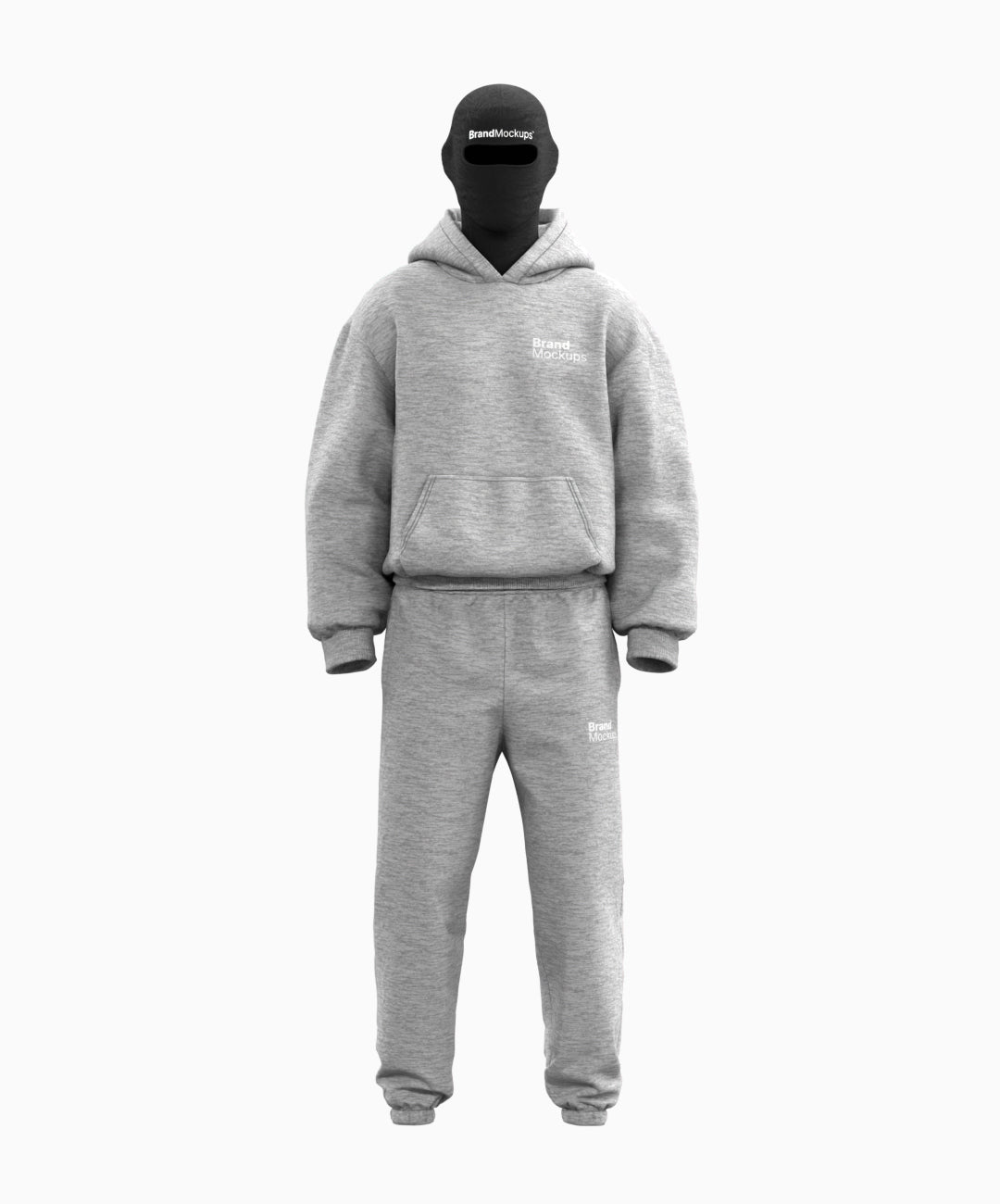 Gray hoodie and pants set on a white background