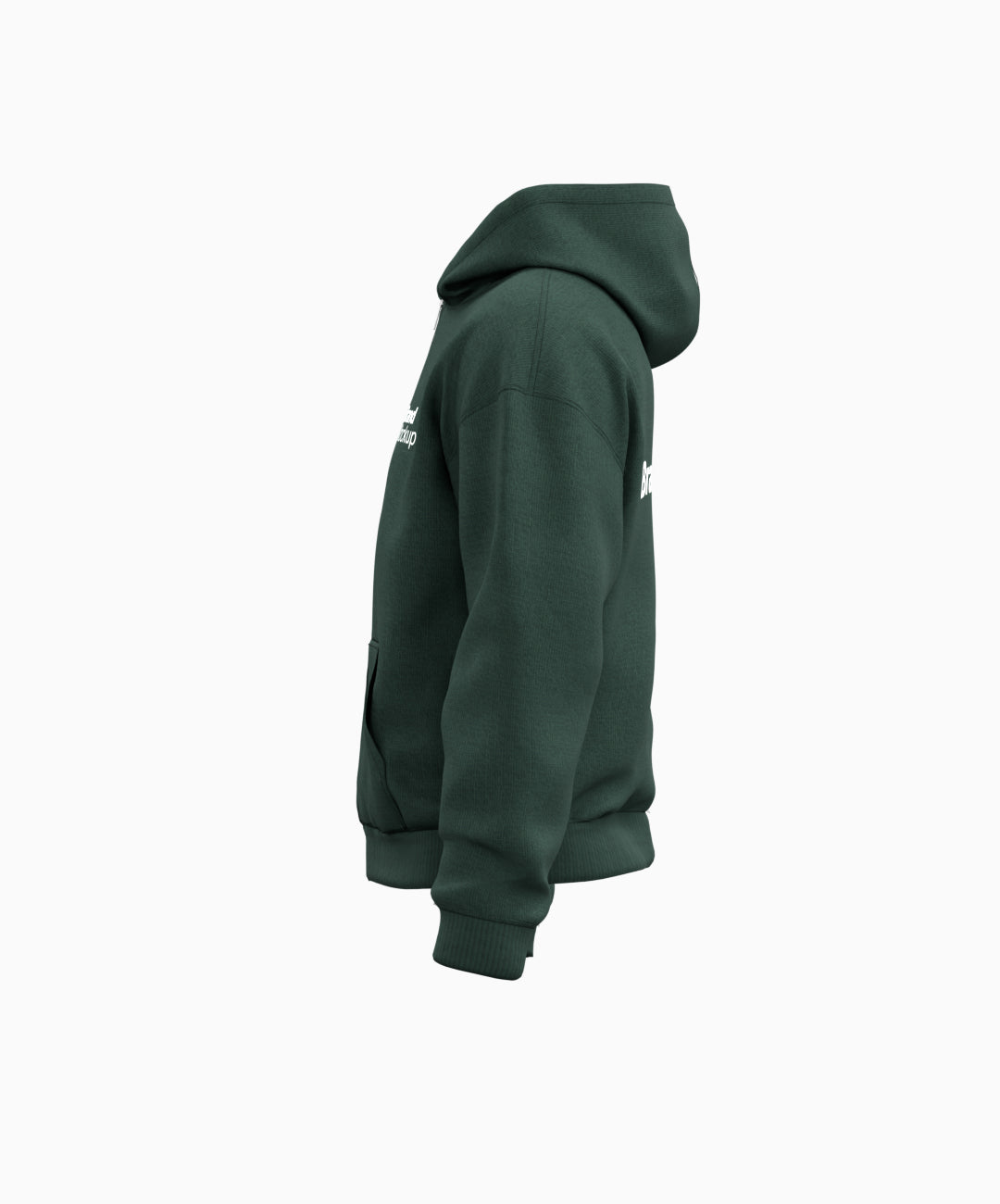 Green hoodie with brand logo on a white background