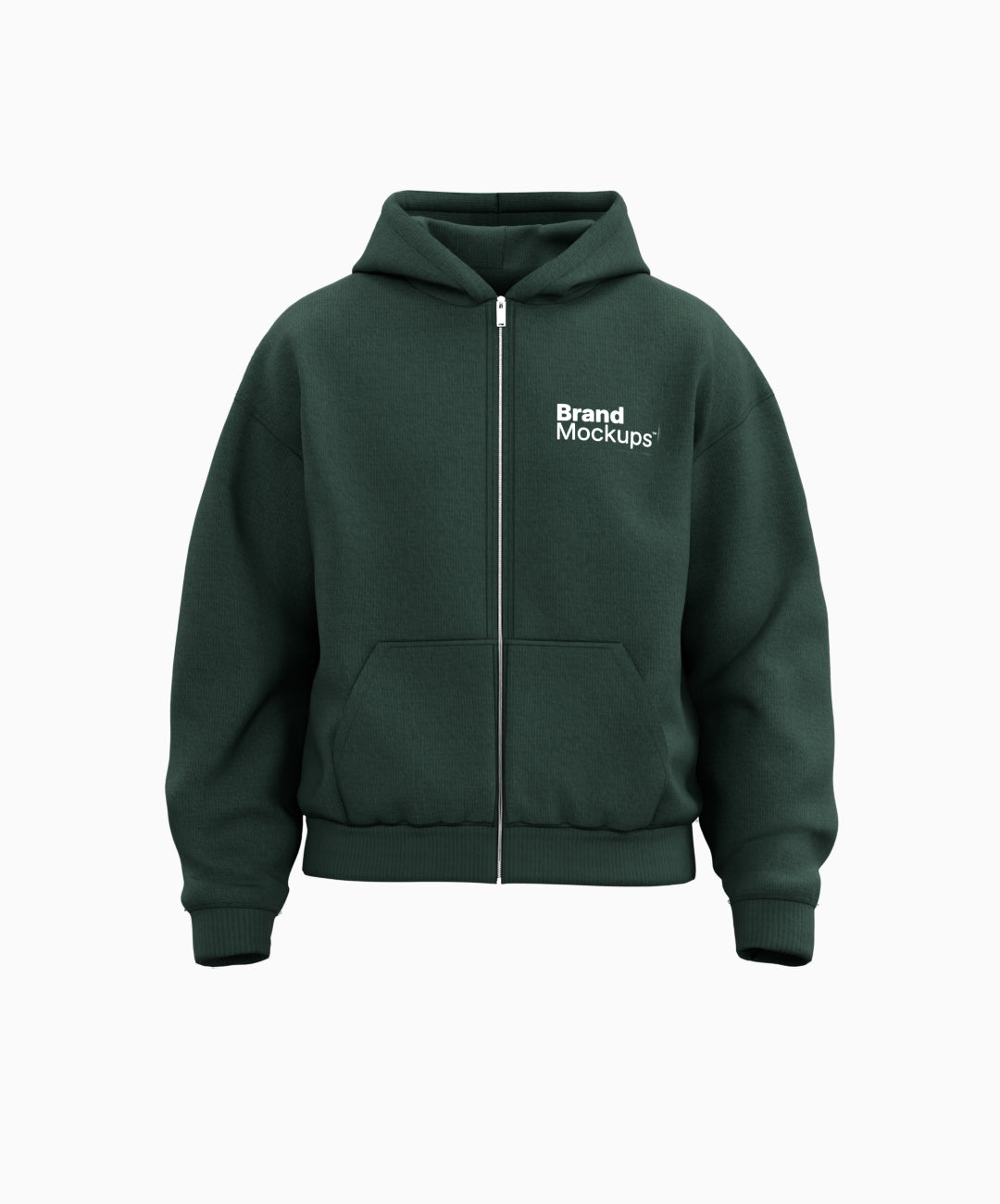 Green hoodie with a brand mockup on a white background