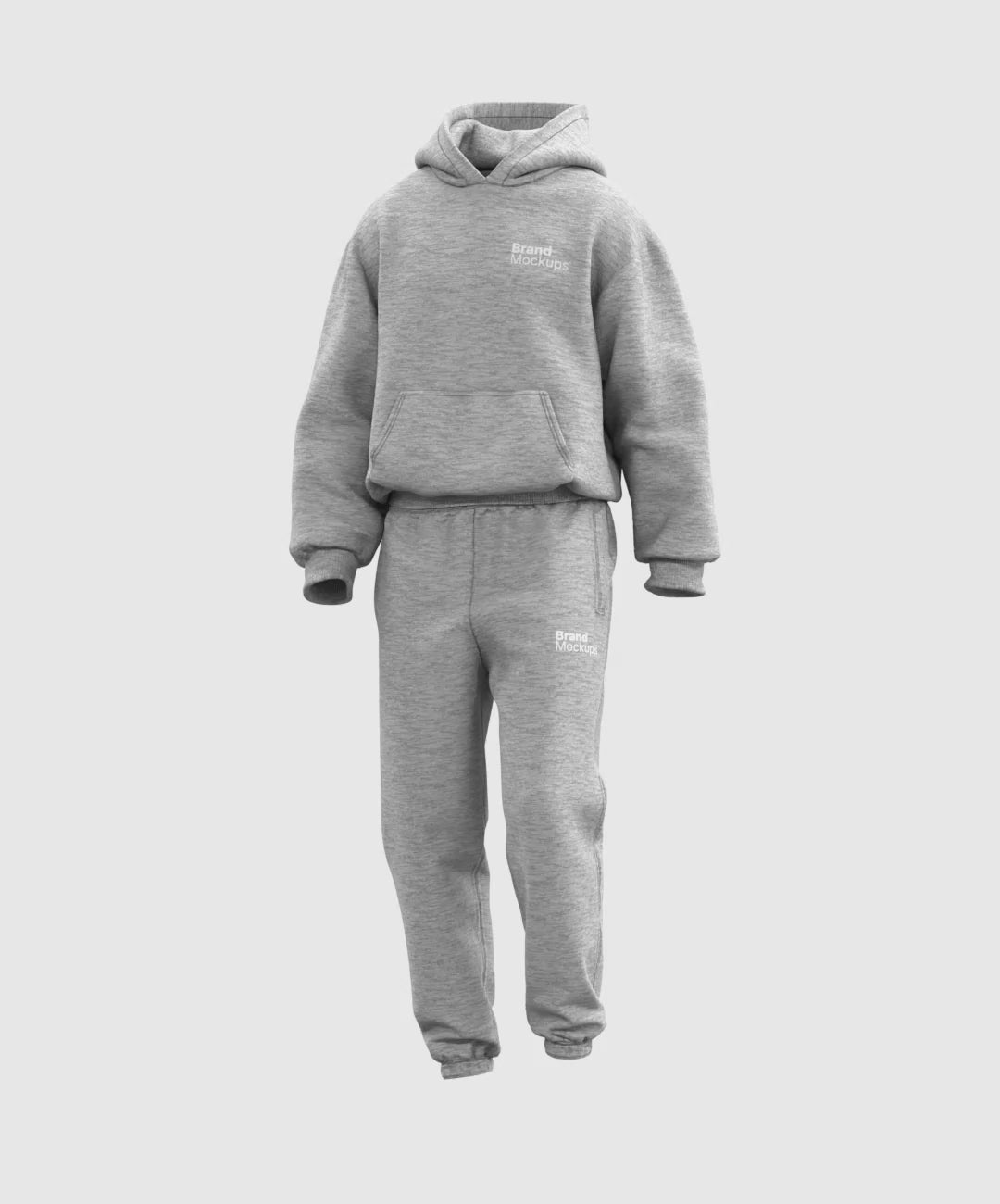 Load video: Walking animated gray hoodie and jogger set on a white background
