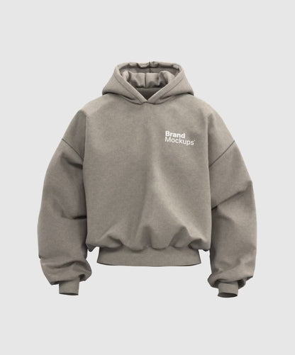 Cropped Puff Hoodie 3D Mockup