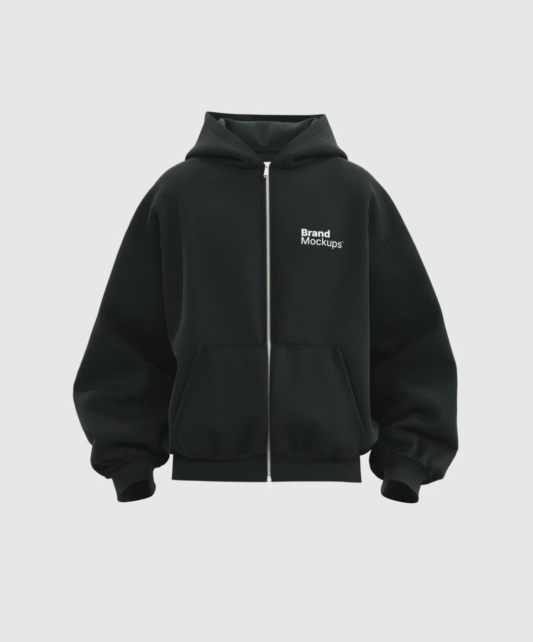 Oversized Zipper Hoodie 3D Mockup