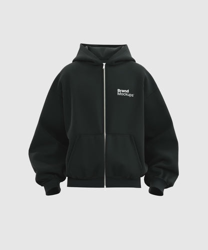 Oversized Zipper Hoodie 3D Mockup